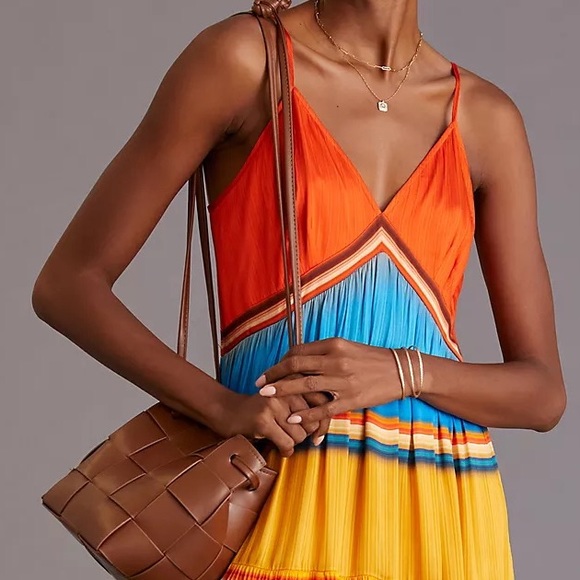 Anthropologie Tanvi Kedia V-Neck Colorblock Midi Dress - Picture 12 of 16